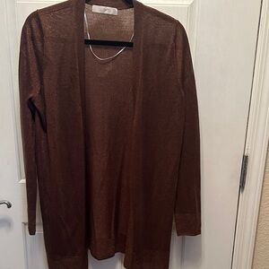 LOFT Rich Brown Open Front Long Line Cardigan Wardrobe Basic